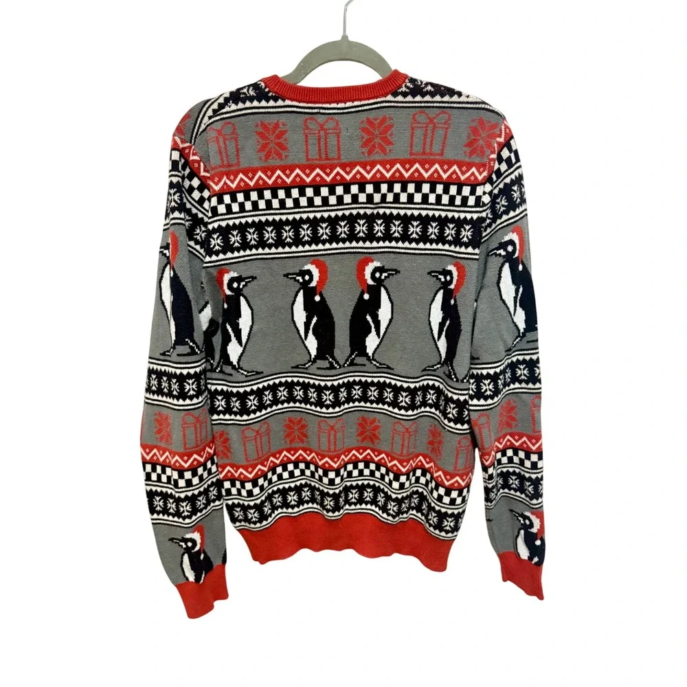 14th & Union Penguin Ugly Christmas Sweater Men's Medium Novelty Graphic Knit‎